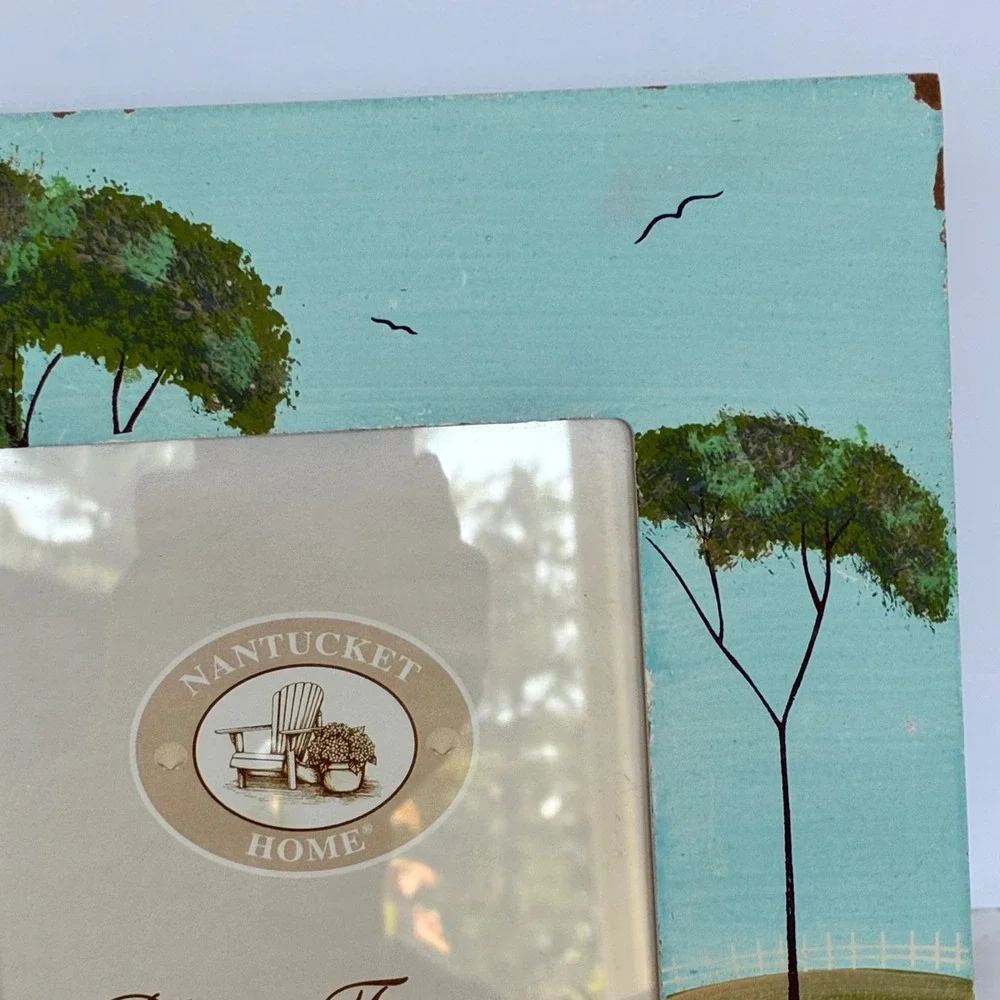 Nantucket Home Photo Frame 5x7 Wood Farmhouse Folk Art Country Rustic Pastoral